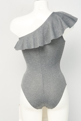 Maillot 1 pièce asymétrique - Gris chiné - Pinko