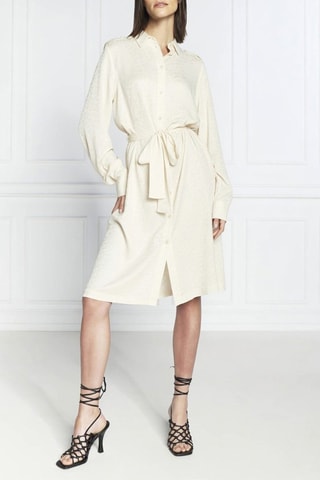 Robe chemise en soie - Beige