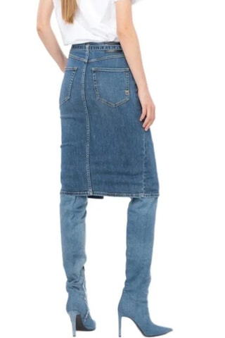 Jupe fourreau taille haute midi - Bleu jean