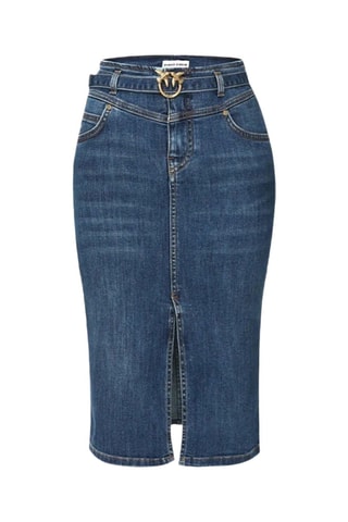Jupe fourreau taille haute midi - Bleu jean
