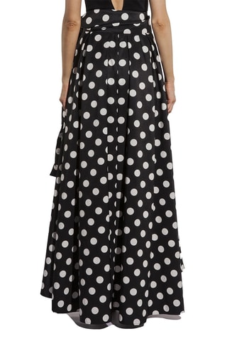 Jupe longue taille haute volantée asymétrique - Noir