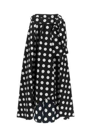Jupe longue taille haute volantée asymétrique - Noir