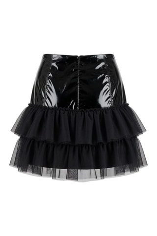 Minijupe taille haute volantée - Noir
