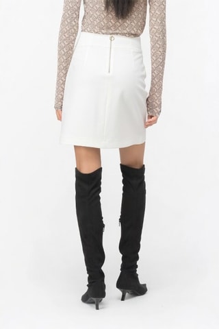 Jupe taille haute droite - Blanc