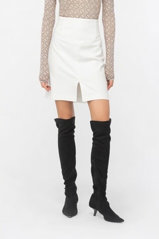 Jupe taille haute droite - Blanc