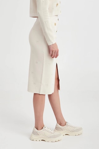 Jupe droite taille haute jupe midi - Beige