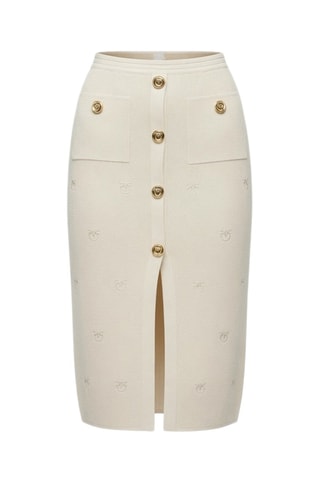 Jupe droite taille haute jupe midi - Beige