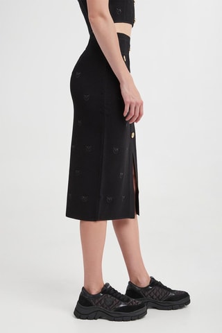 Jupe midi taille haute droite - Noir
