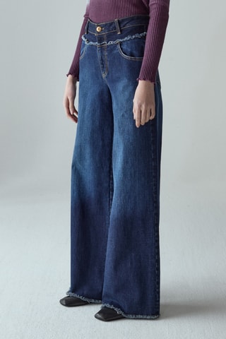 Jean wide legs en coton biologique - Bleu