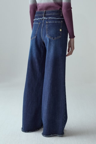 Jean wide legs en coton biologique - Bleu