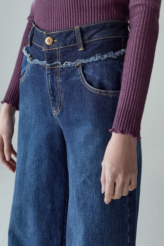 Jean wide legs en coton biologique - Bleu