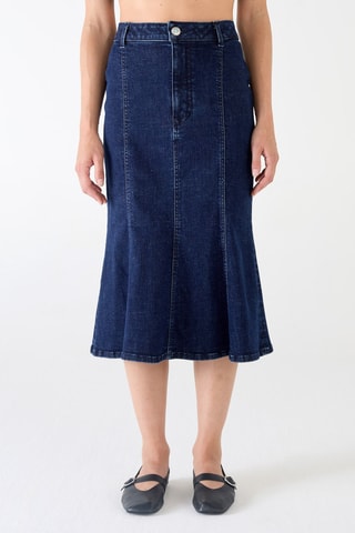 Jupe midi en coton biologique - Bleu