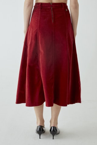 Jupe midi taille haute - Rouge