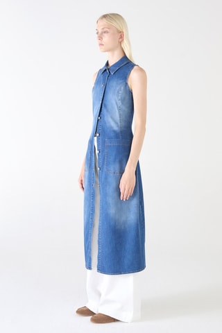Robe chemise sans manches - Bleu