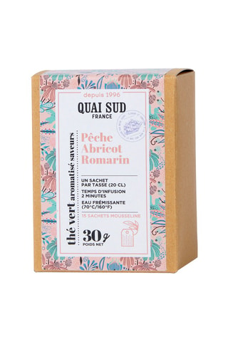 Thé vert aromatisé pêche abricot romarin - 15 sachets