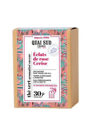 Thé vert aromatisé éclats de rose - 15 sachets