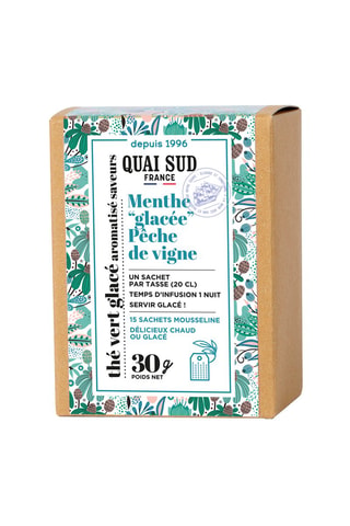 Thé vert glacé pêche de vigne-menthe glacée infusettes - 15 sachets