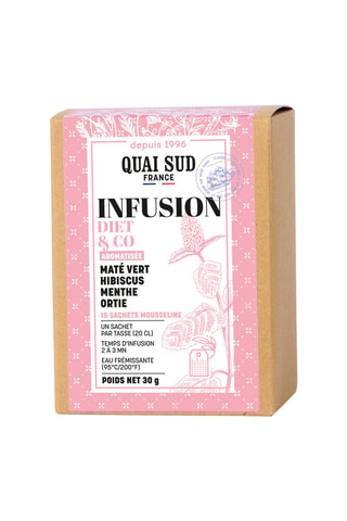 Infusion diet & co aromatisée maté vert hibiscus menthe ortie - 15 sachets
