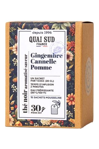 Thé noir aromatisé gingembre cannelle saveur pomme - 15 sachets
