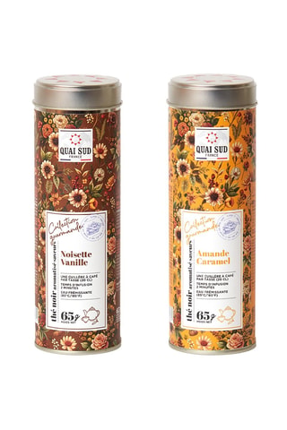 	Thé Noir aromatisé saveurs Amande Caramel - 65 g et Thé Noir aromatisé saveurs Noisette Vanille - 65 g