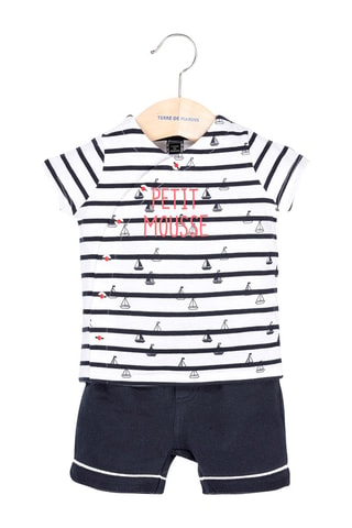 Camiseta y short - Blanco y azul marino