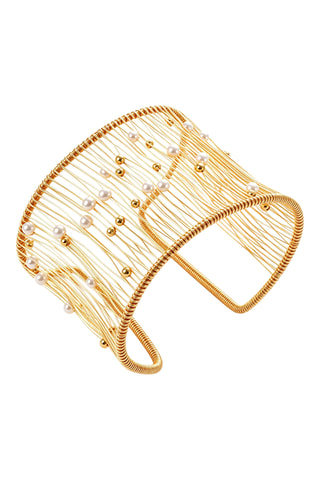 Manchette - Plaqué or jaune et perles de culture