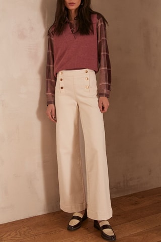 Pantaloni a vita alta - Ecrù