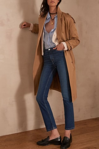 Jeans straight a vita alta - Indaco scuro