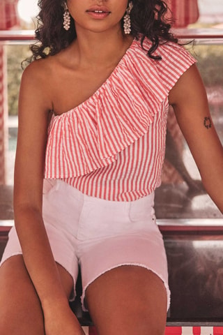 Blusa asimmetrica - Corallo