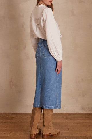 Gonna taglio dritto in jeans - Blu