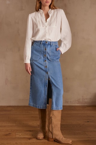 Gonna taglio dritto in jeans - Blu