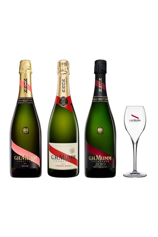 2 x Champagne Cordon Rouge Brut, 2 x Champagne Cordon Rouge Brut Millésimé 2019, 2 x Champagne Brut Le Rosé - 6 x 75 cl et 6 flûtes - 15 cl