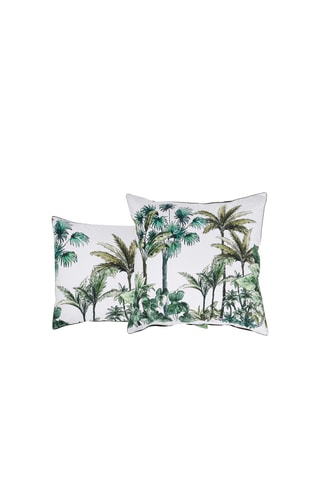 Taie d’oreiller en percale de coton 80 fils/cm² Cuba - Blanc et vert foncé - 50 x 70 cm