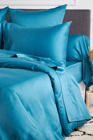 Taie d'oreiller en satin 80 fils/cm² Douce nuit - Bleu