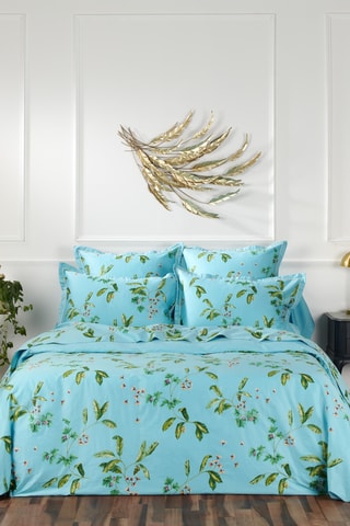 Taie d'oreiller en satin de coton 80 fils/cm² Maria - Bleu