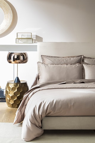 Drap-housse en satin de coton 120 fils/cm² Opium - Taupe