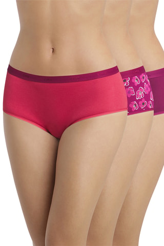 3 shorty Pocket Coton - Rose et fuchsia