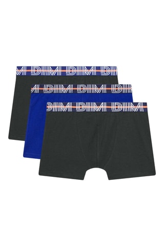 3 boxers Coton stretch - Noir et bleu