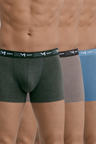 3 boxers Coton Stretch - Kaki, gris et bleu
