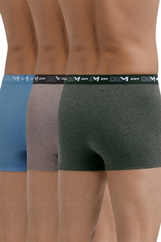 3 boxers Coton Stretch - Kaki, gris et bleu