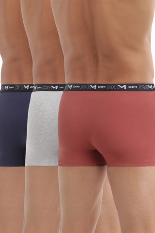 3 boxers Coton Stretch - Bleu marine, gris et rouge