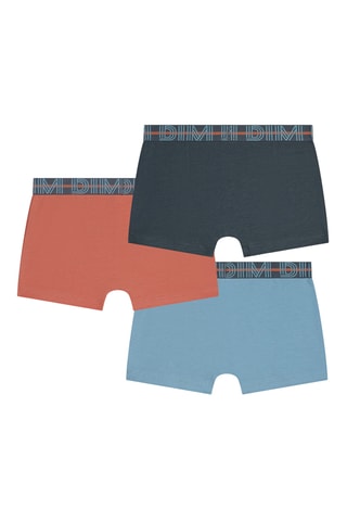 3 boxers Coton Stretch - Bleu, orange et noir