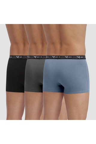 3 boxers Coton Stretch - Bleu, gris et noir 
