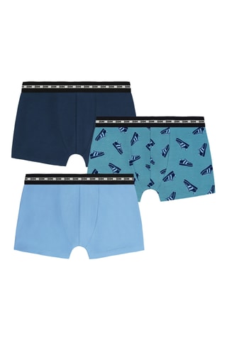 3 boxers Fashion Coton Stretch - Bleu