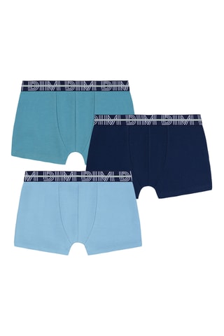 3 boxers Coton Stretch - Bleu et noir