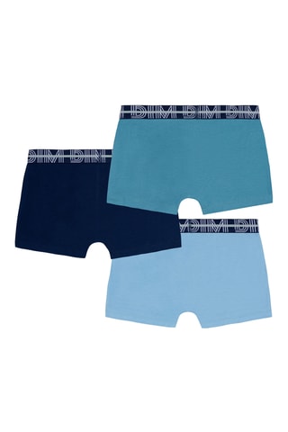 3 boxers Coton Stretch - Bleu et noir