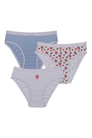 3 culottes Les Pockets Coton - Gris et bleu