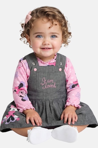 T-shirt et robe salopette Minnie Disney  - Rose