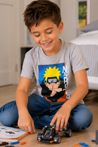 T-shirt Naruto Shippuden - Grijs - Wit, geel en grijs