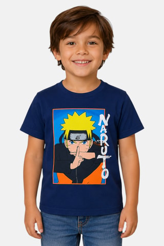 T-shirt Naruto Shippuden - Marineblauw - Wit, blauw en geel